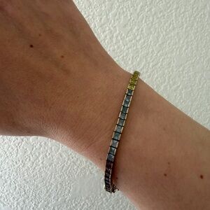 Multicolor Tennis Bracelet Sterling Silver 925 Gold Layered 7.5”